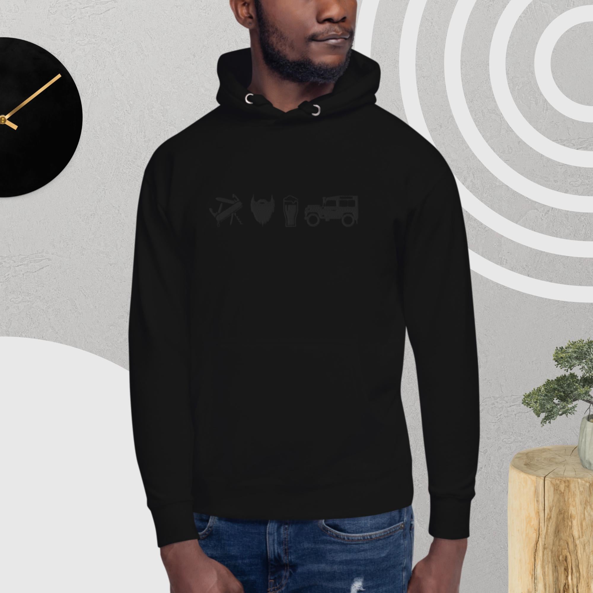 Blackout embroidered icon hoodie